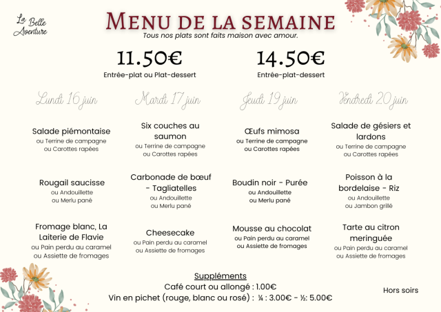 Menu de la semaine