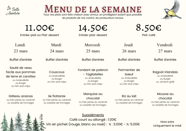 Menu de la semaine