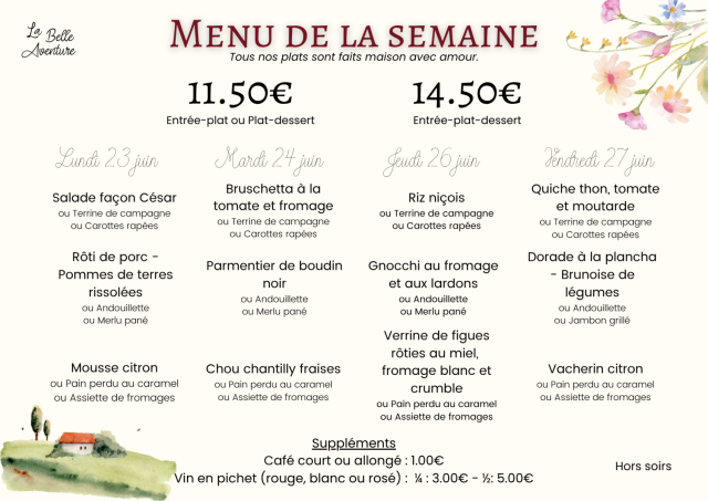 Menu de la semaine
