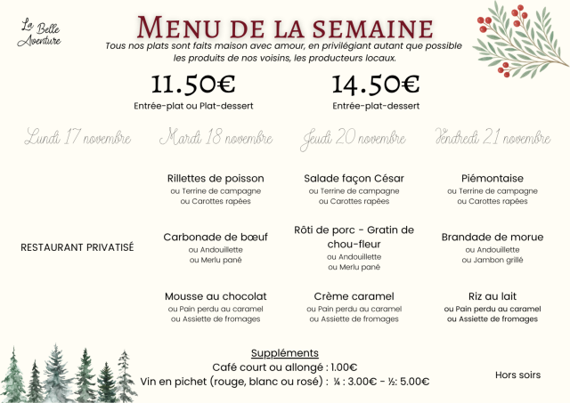Menu de la semaine