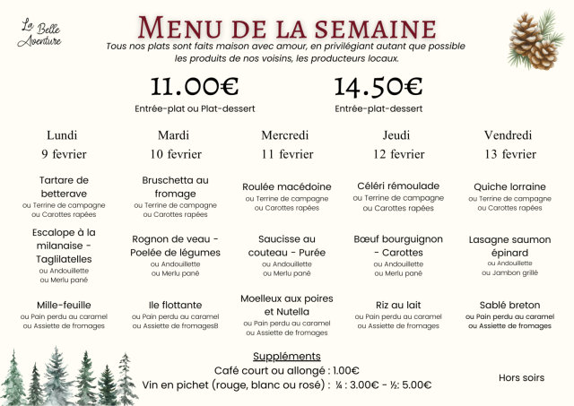 Menu de la semaine