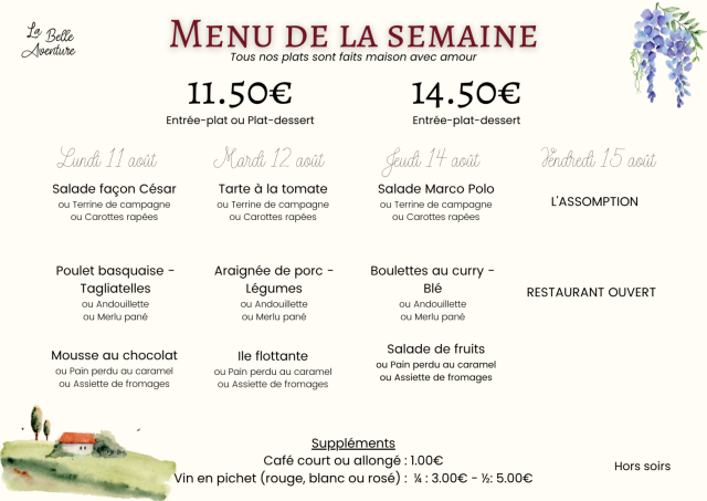 Menu de la semaine