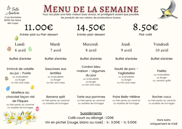 Menu de la semaine