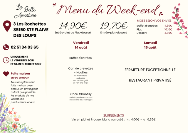 Le 14 et 15 ao�t 2026