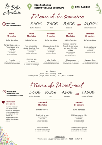 Menu de la semaine