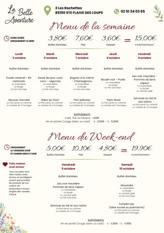 Menu de la semaine